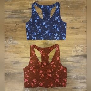 Set Of Two NWOT Z by Zella Blue and Deep Red Floral Sports Bras. Medium.